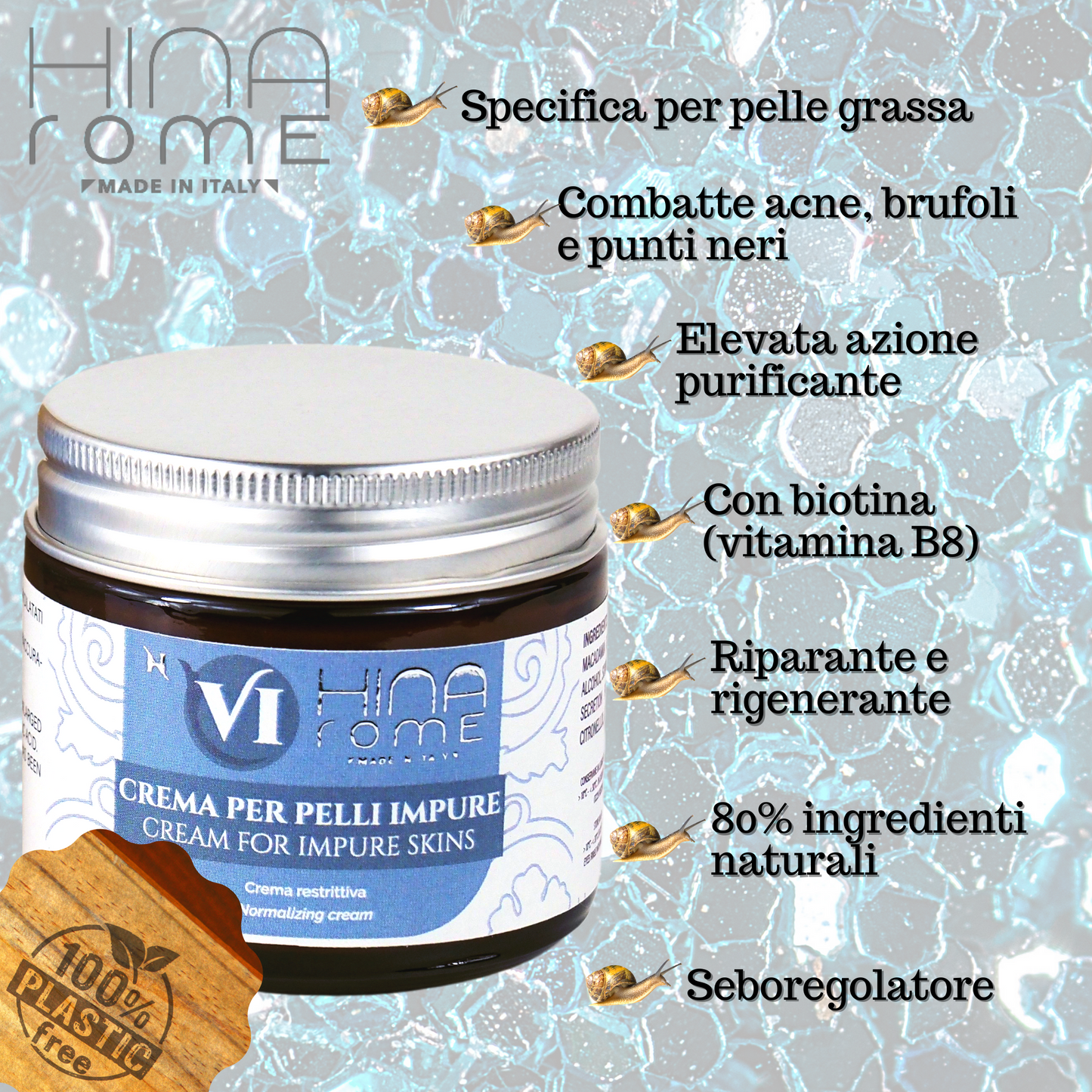 Crema Viso Pelle Grassa con Bava di Lumaca e Biotina | Prodotto a Roma | 60 ml