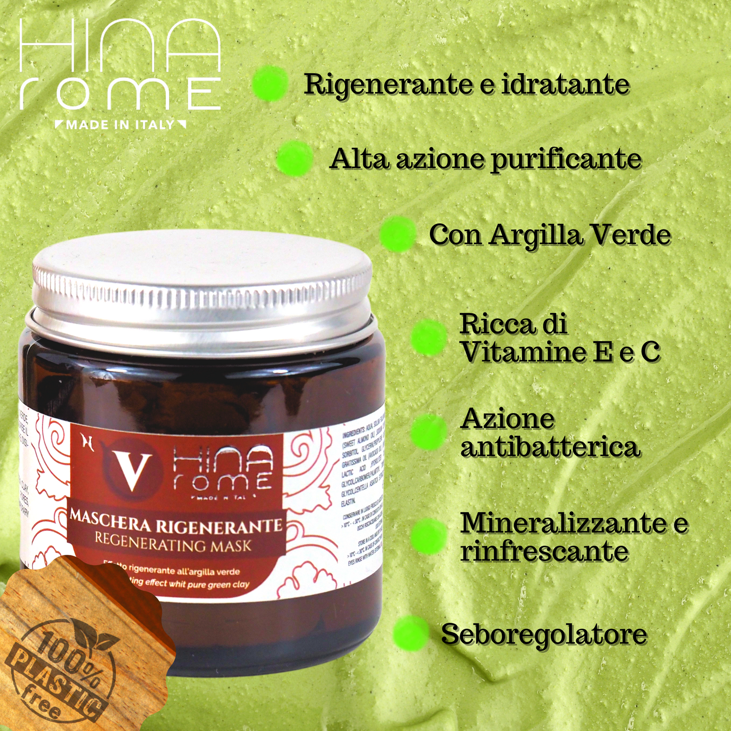 Maschera Purificante con Argilla Verde | Prodotto a Roma | 120 ml