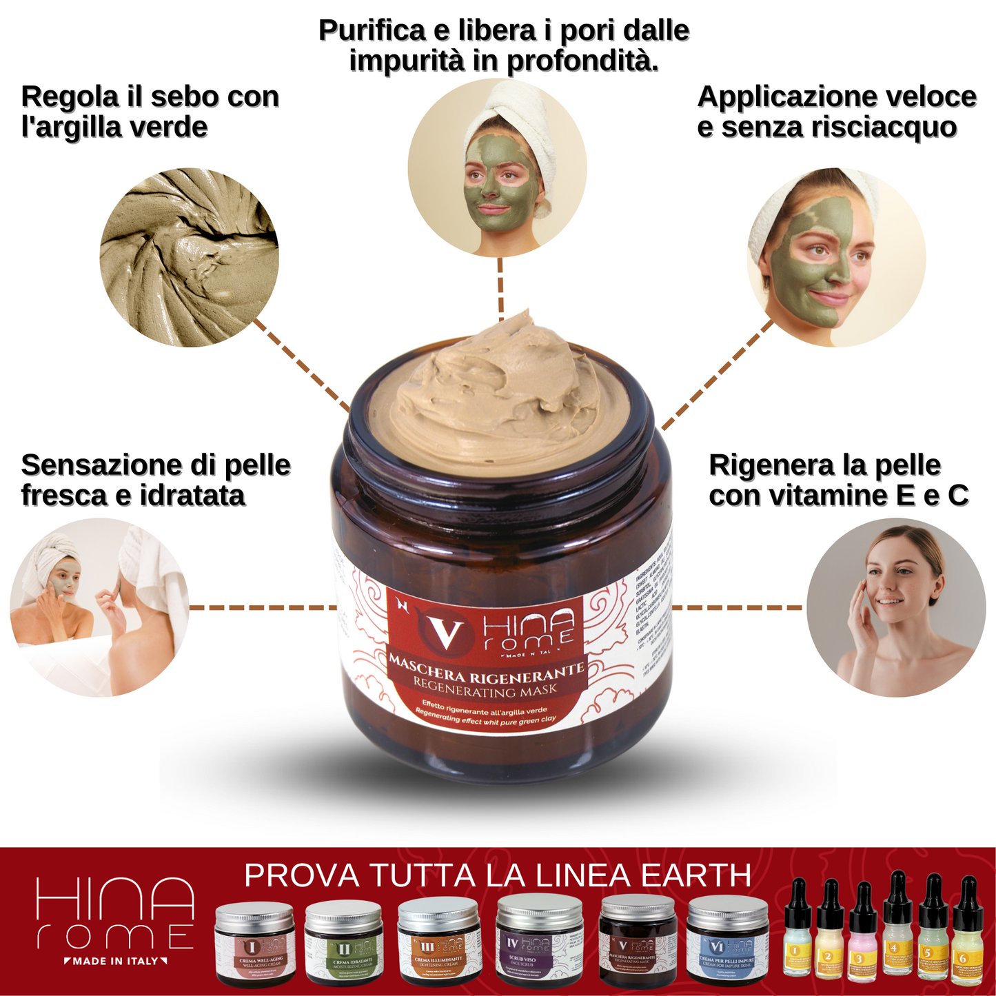 Maschera Purificante con Argilla Verde | Prodotto a Roma | 120 ml